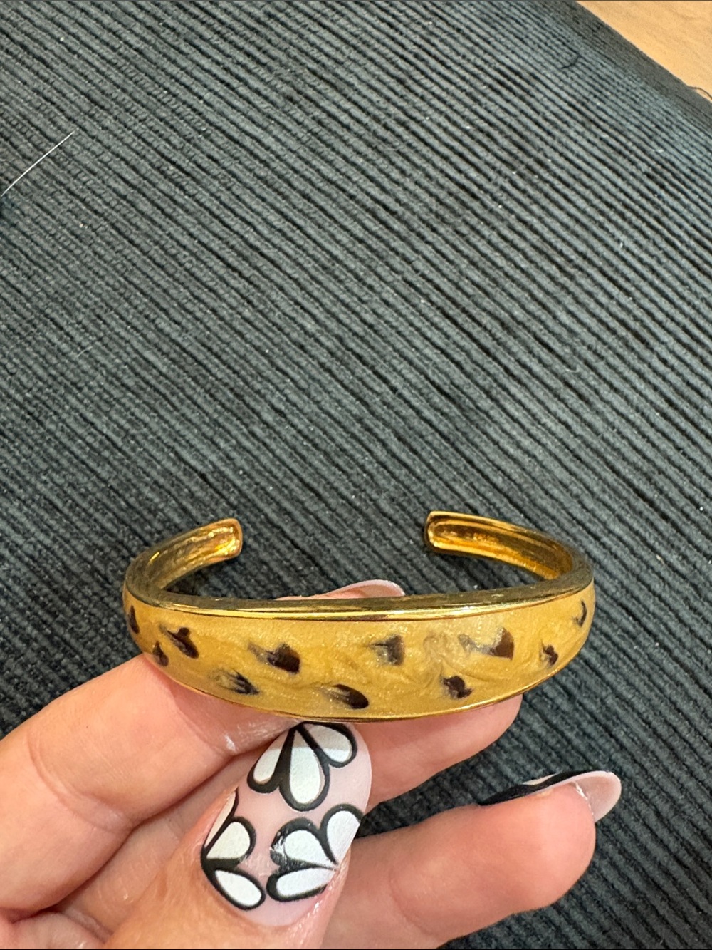 19-vintageGold-Tone Leopard Print Cuff Bracelet - Women Jewelry